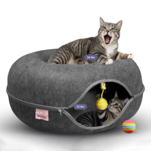 MEOWMATES Peekaboo Cat Tunnel Bed - Dark Gray